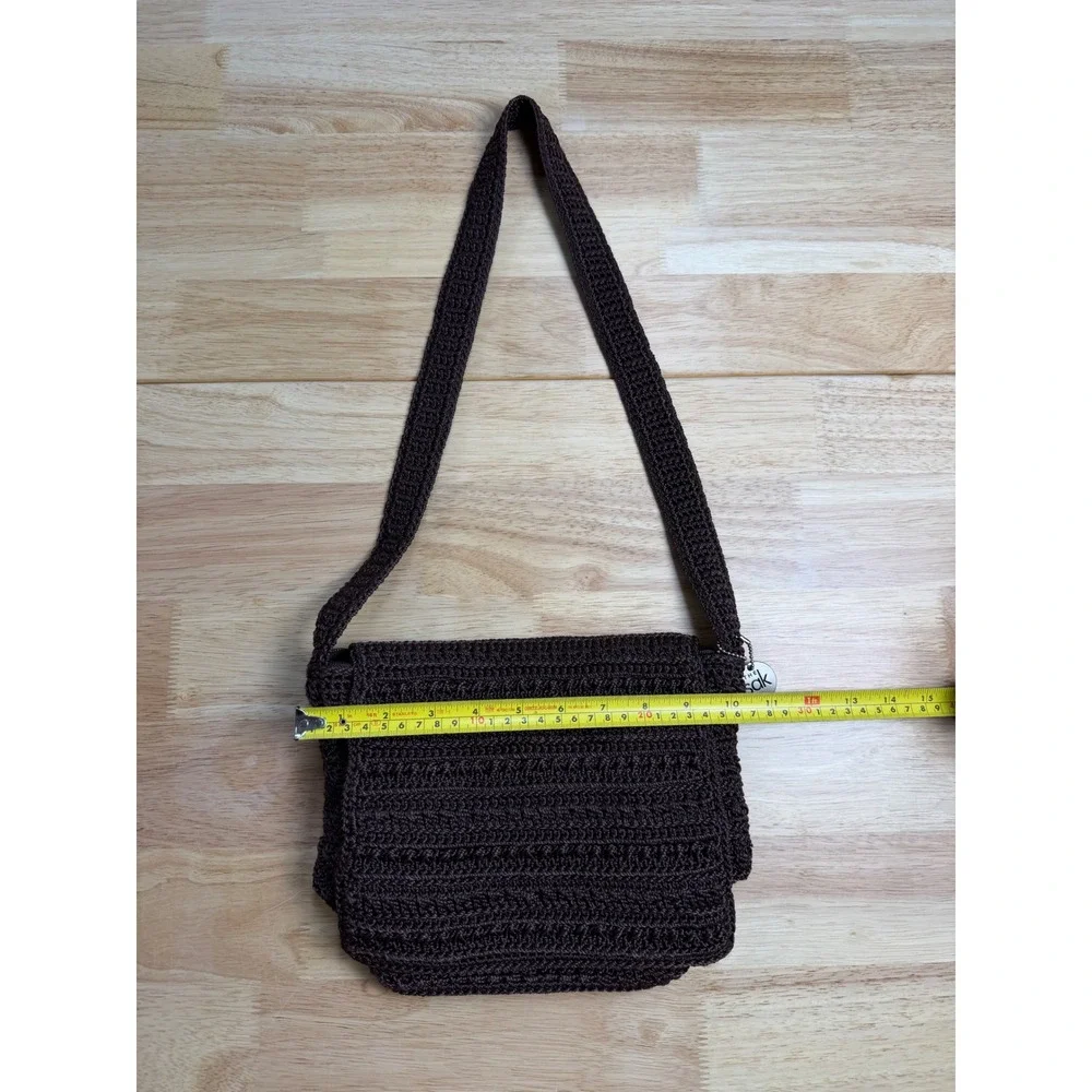 The Sak Elliott Lucca Brown Crochet Crossbody Bag Hand Crocheted Shoulder Bag - Picture 3 of 7